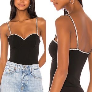 Superdown Diamante Bodysuit Kayla Black Tank Top